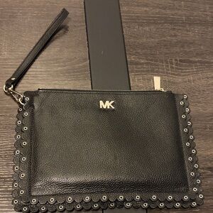 Michael Kors Black Eyelet Leather Pouch